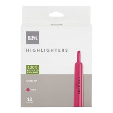 Office Depot Chisel-Tip Highlighter, 100% Recycled Plastic, Fluorescent Pink,
