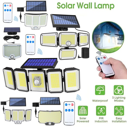 LED Solarleuchte mit Bewegungsmelder Solarlampe Sensor Außenlicht Gartenstrahler - Bild 1 von 62