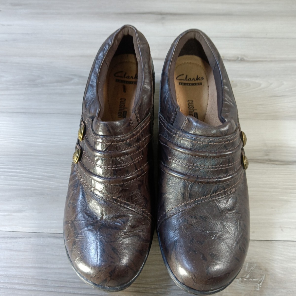 Clarks Collection Shoe Womens 8 Brown Leather Cushion Soft Comfort eBay