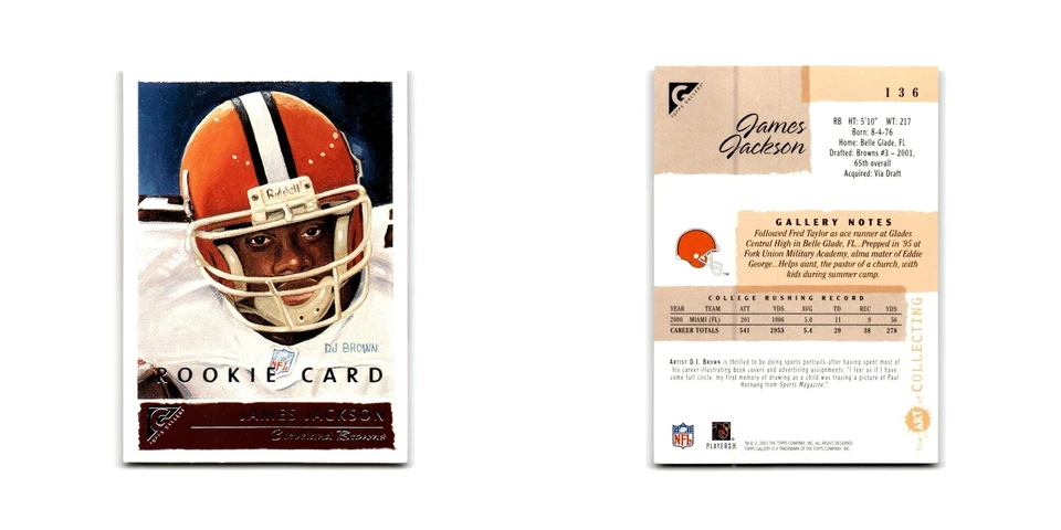James Jackson Rookie 2001 Topps Gallery #136 Cleveland Browns Football Card NM - Image 3 of 3
