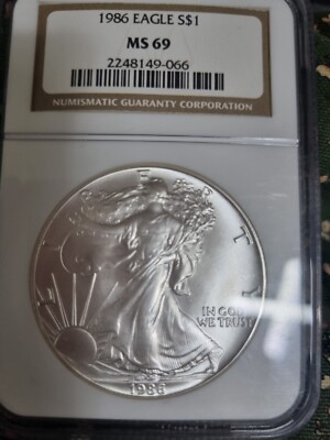h*o様 1986 Silver Eagle MS 69 USA, 1$, 1986 NGC MS69 FIRST YEAR OF ISSUE SILVER EAGLE 4