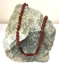 Unusual Natural Carnelian Handmade necklace, knotted, Necklace length -18".