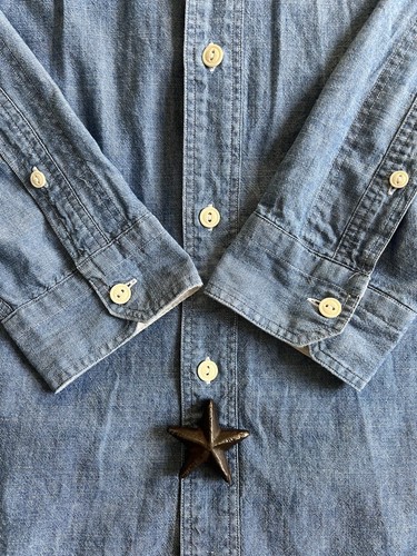 Levi’s Chambray Shirt XL US Navy Deck Tab Collar Triple Stitch Seams 2013 LNWOT - Imagen 8 de 24
