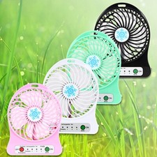 Portable Fan Rechargeable LED Fan air Cooler Mini Desk USB FREE BATTERY