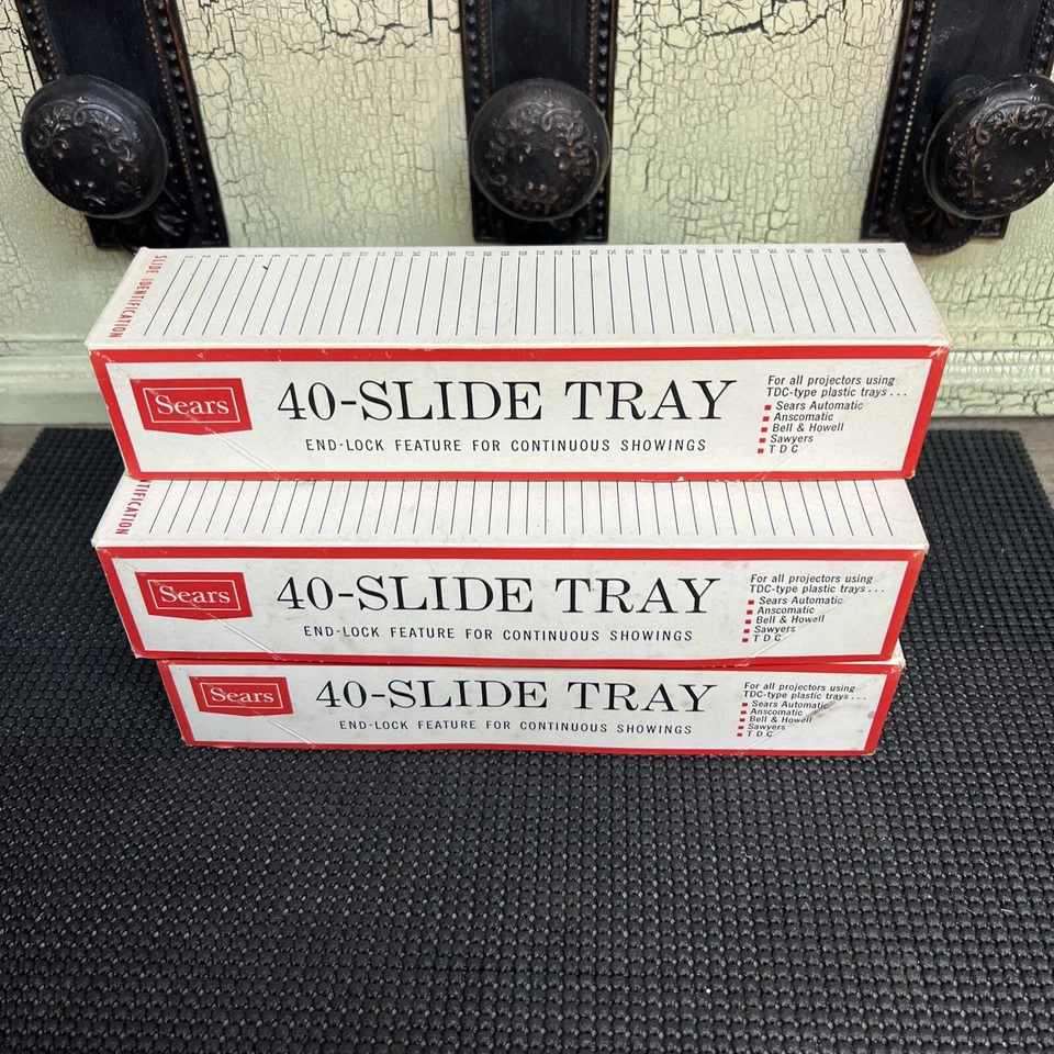 5 Vintage Sears Universal Linear End Lock Tower TDC-Type 40-Slide Trays - Image 4 of 4