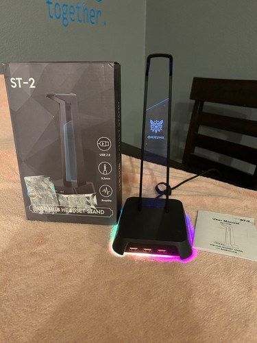 Onikuma Headset Display Ständer ST-2 mit 3 USB + Audio Kopfhörer Halterungen - Bild 7 von 7