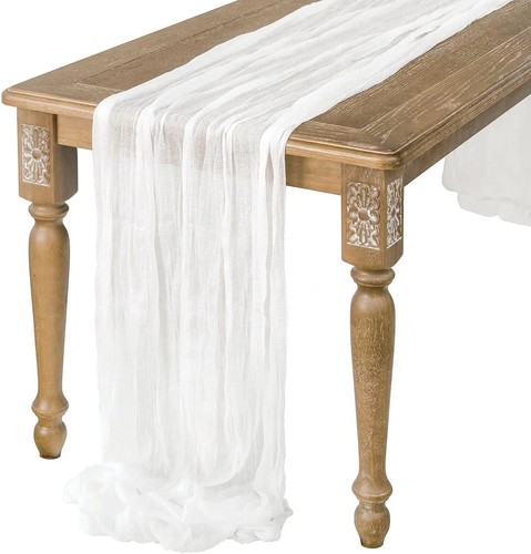 Semi-Sheer Sage Gauze Table Runner Vintage Wedding Party Christmas Cake Decor - Imagen 26 de 41