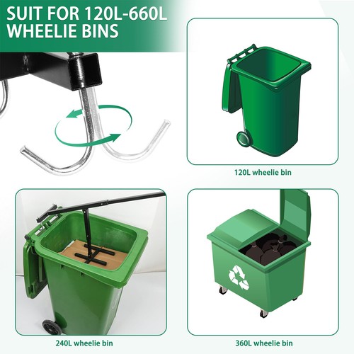 Steel Manual Wheelie Bin Trash Compactor Restaurant Hotel Commercial Use Durable - Picture 5 of 7