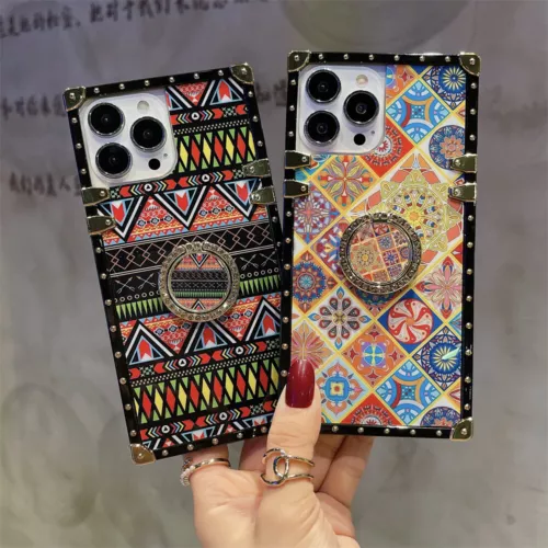 Luxury Ring Grid Totem Cover Case For 11 12 13 14 15 16 Pro Max XR XS 7 8 SE 16E - Picture 3 of 17