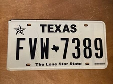 2012 Texas License Plate # FVM-7389
