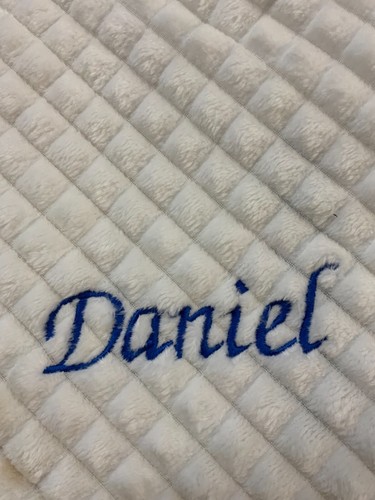 Personalised Baby Girl Boy Unisex Blanket Embroidered Name Grey Pink Blue White - Picture 13 of 38