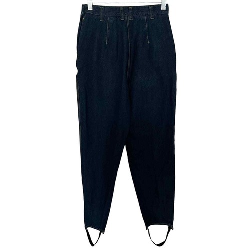 Lizwear Vintage 1980's High Waist Dark Denim Side Zip Stirrup Jeans - Fits 2-4 - Picture 7 of 8
