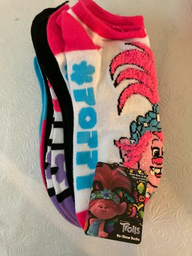 Girl's Trolls No-Show Socks New w Tags (6 Pairs) New Sz L Shoe 4-10 - Picture 3 of 3