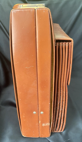 Rona Natural Leather Briefcase with File Section Tan Hard Case Spain Vintage - Picture 7 of 13