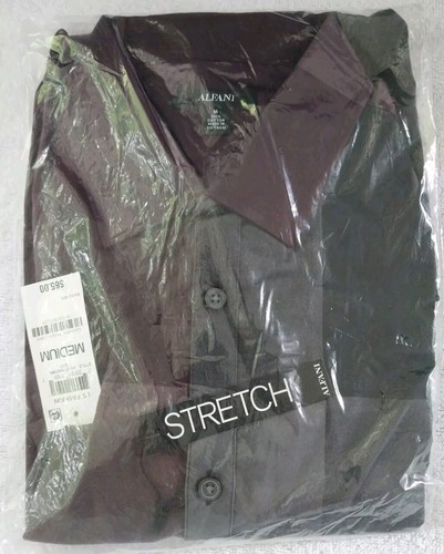 Lot of 2 NEW Alfani Men’s Purple/Gray Long Sleeve Dress Shirts Sz Medium  - Picture 2 of 9