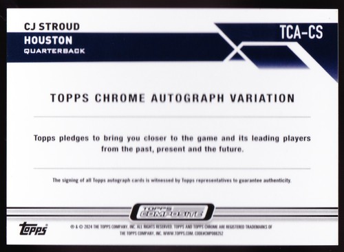 CJ Stroud Houston Rookie 2023 Topps Composite Chrome Blue Refractor Auto /150 RC - Picture 2 of 2