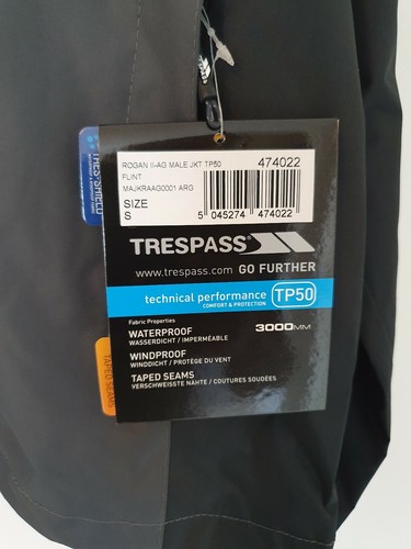 Herren Trespass wasserdichte Jacke Rogan II-AG TP50 Größe S. - Bild 6 von 6