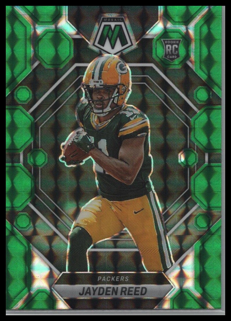 2023 Panini Mosaic #333 Jayden Reed Green Mosaic