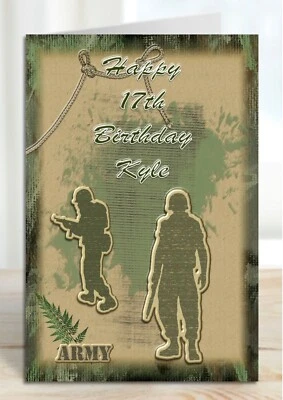 MAGNOLIA CARDS1 Personalised Birthday Card Army Soldier Brother Son Grandson Dad Friend