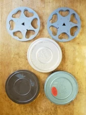 Vintage Empty metal 2 film reels and 3 cans