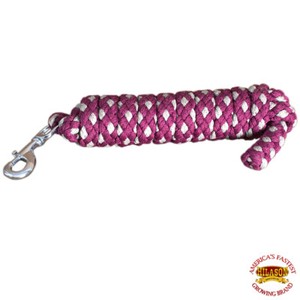 HILASON Horse Riding Poly Roping Reins Maroon Gray Rawhide 1/4"x8 FT Snaps