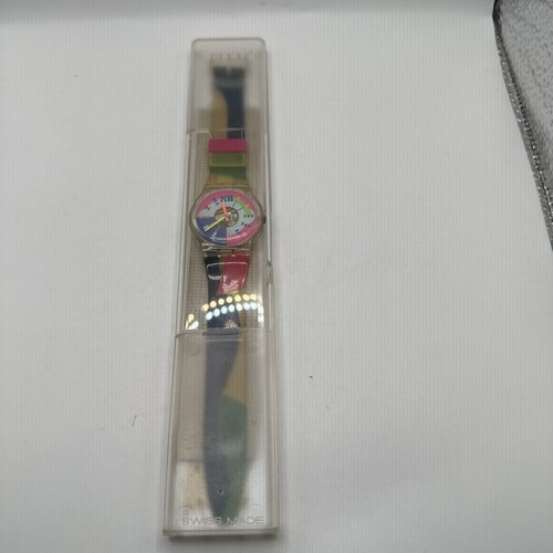 Swatch Beachvolley Uhr Klares Gehäuse Regenbogen Skelett Zifferblatt Gk153 Rund