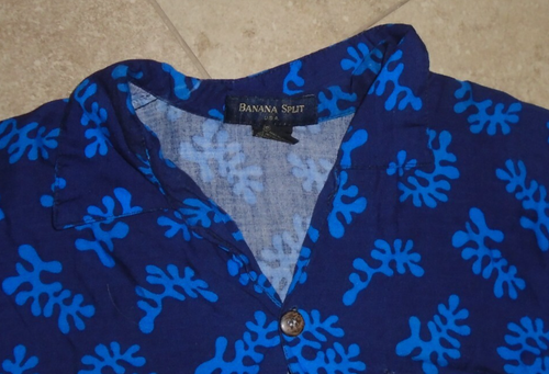 Nice Looking Rayon Blue Button Front Shirt w Sea Shells Men's M Med Made in USA - Picture 3 of 3