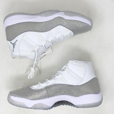 在庫文の必須!★AIR JORDAN 11 RETRO WHITE LLIC SILVER Air Jordan 11 Metallic Silver Glitter White Sneakers, Size