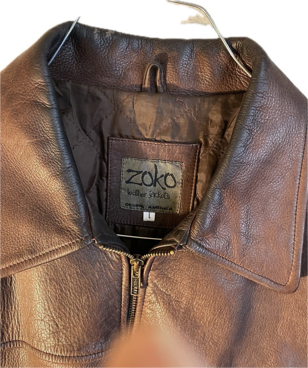Zoko Leather Jacket Large Men's Brown | eBay