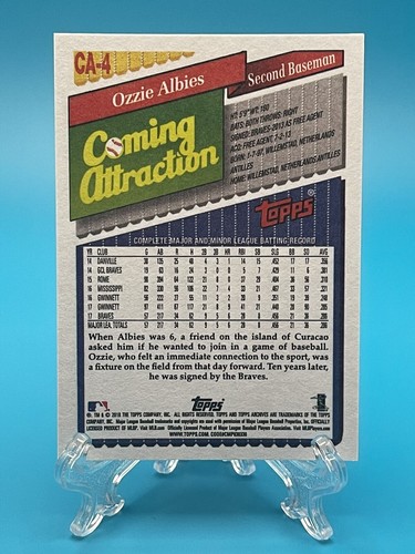 2018 Topps Archives Coming Attraction Auto Ozzie Albies #CA-4 /8 - Picture 2 of 3