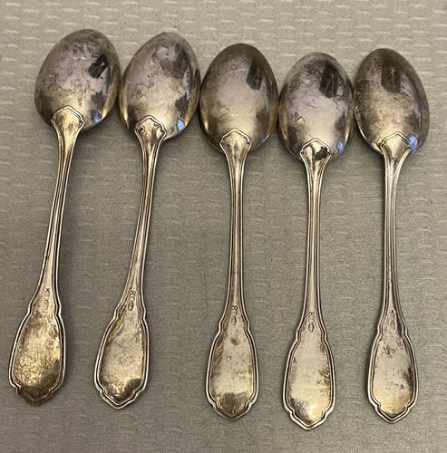 Antiguo Juego de Cucharas Griffin Europeas 800 Plata 5 León PAX Demitasse 4-3/8" - Imagen 5 de 11
