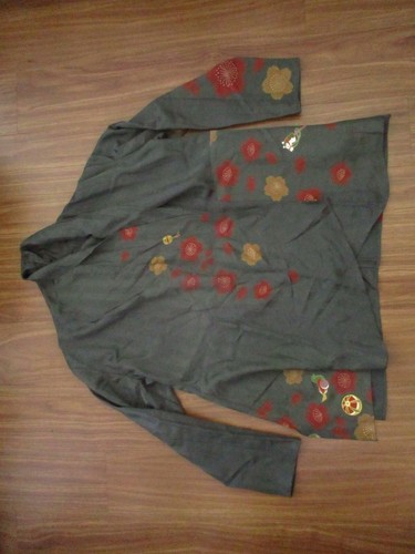 Anne Namba Kimono Style Jacke Damen Medium grün 100% Seide asiatisch vorne offen M - Bild 6 von 19