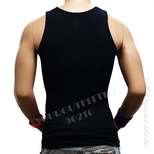 Men Tank Top Tee 100% Cotton Muscle Ribbed Wife Beater Gym T-Shirt Big Size S-5X - Picture 7 of 28