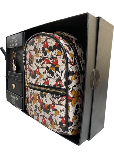 DISNEY Mickey Mouse Mini Backpack 3 Piece Gift Set  Keychain & Card Wallet/ NEW! - Picture 3 of 4