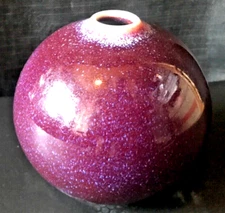 Antique Handcraft Vibrant Purple Sphere Bud Vase 4 in SIGNED TITTIN 1927 MODERN 