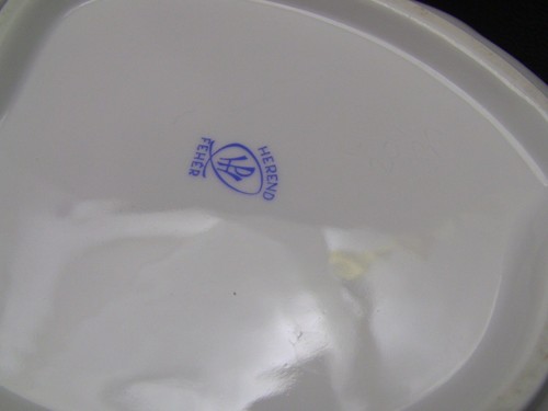 HEREND Feher (weiß) Korbgeflecht Blattform Schale - Goldrand - Bild 5 von 5