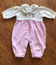 Vintage Baby Healthtex Girls Pink White Romper Size 0-3 months