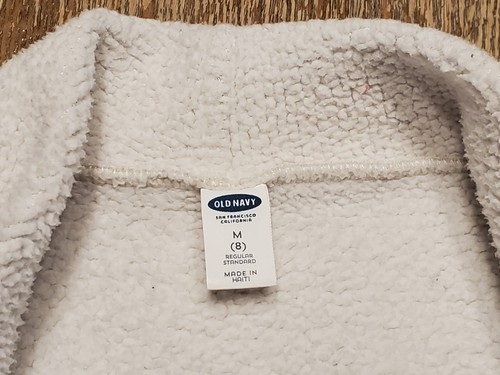 Old Navy Sherpa Lined Cardigan Girls M size 8 Gray Open Sweater Jacket Coat Cozy - Picture 8 of 9