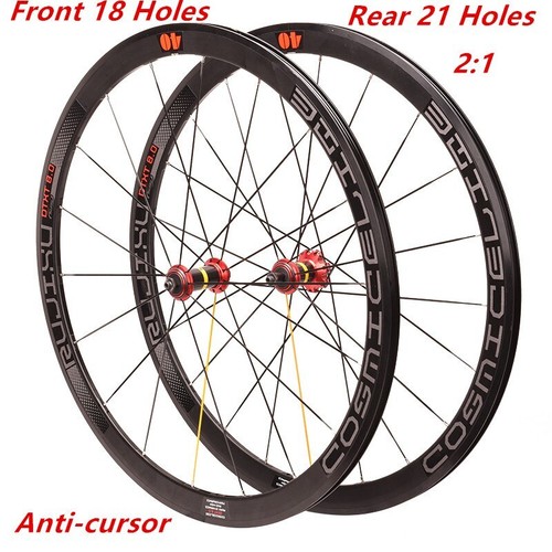 700C Wheelset Road Bike Flat Spokes Racing 40mm Rims Wheels with Anti-cursor - Picture 6 of 28