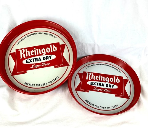 2 Vintage Rheingold Beer Trays Extra Dry Lager Canco Tins 13 and 11 in Excellent - Picture 10 of 13