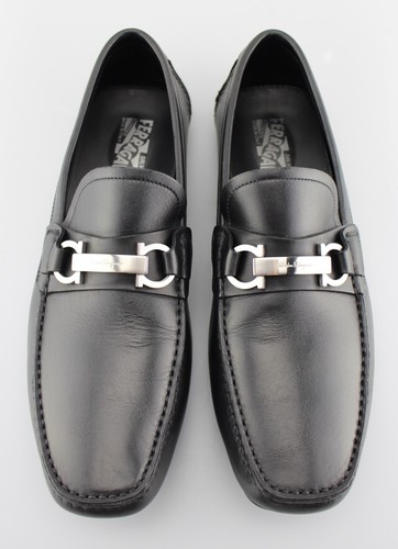 Men's SALVATORE FERRAGAMO 'Danubio' Black Leather Loafers Size US 10.5 - D - Picture 3 of 6