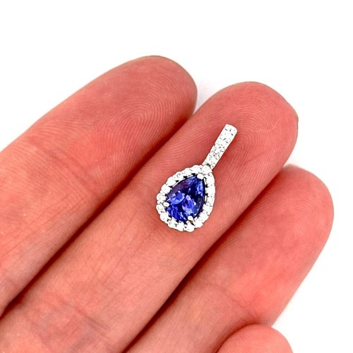 Colgante en forma de pera y diamantes de oro blanco de 14k - Imagen 6 de 7