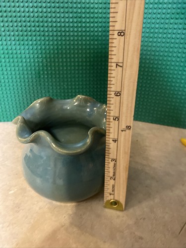 vintage blue green vase ceramic flower vase handmade - Picture 5 of 6