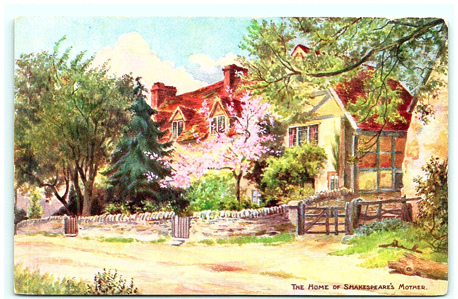 S02-9599, THE HOME OF SHAKESPEAR'S MOTHER,*100-year-old Postcard.