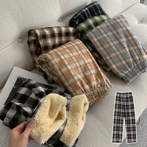 Ladies Thick Plaid Pants Winter Thermal Fleece Lined Stretch Leggings Pants - Picture 8 of 33