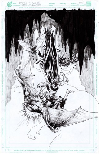 Batman vs Man-Bat Original Arte Manual Dibujo a Mano 11 x 17 pulgadas DC Comics