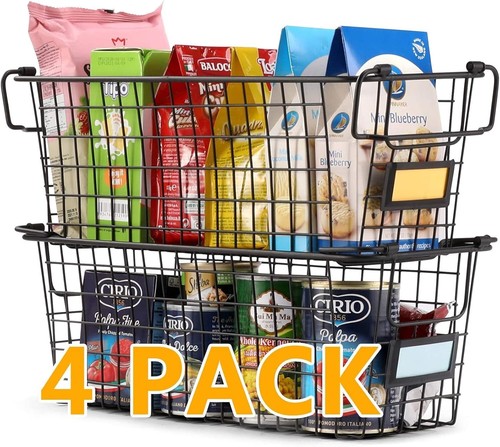 4-Pack Large Wire Basket Storage - Stackable, Kitchen Pantry Organization au - Picture 4 of 6