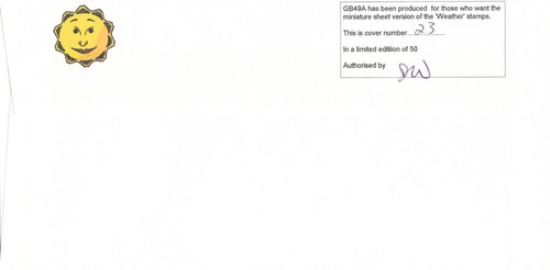 (108590) Weather minisheet GB GBFDC 49A FDC Sunbeam Road London No. 23 of 50 - Picture 2 of 3