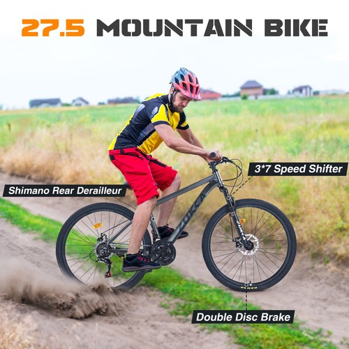 27.5 Inch Wheels 21 Speed Mountain Bike Front Suspension,Aluminum Alloy Frame - Picture 28 of 41