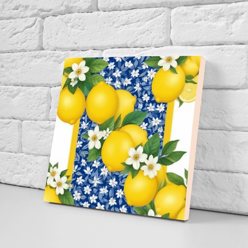 Juego de 2 azulejos de pared de mayólica de limón de cerámica italiana para decoración de paredes - Imagen 2 de 3